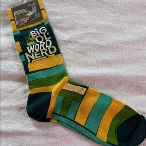 Blue Q Cotton Men’s Crew Socks Big Ol Word Nerd